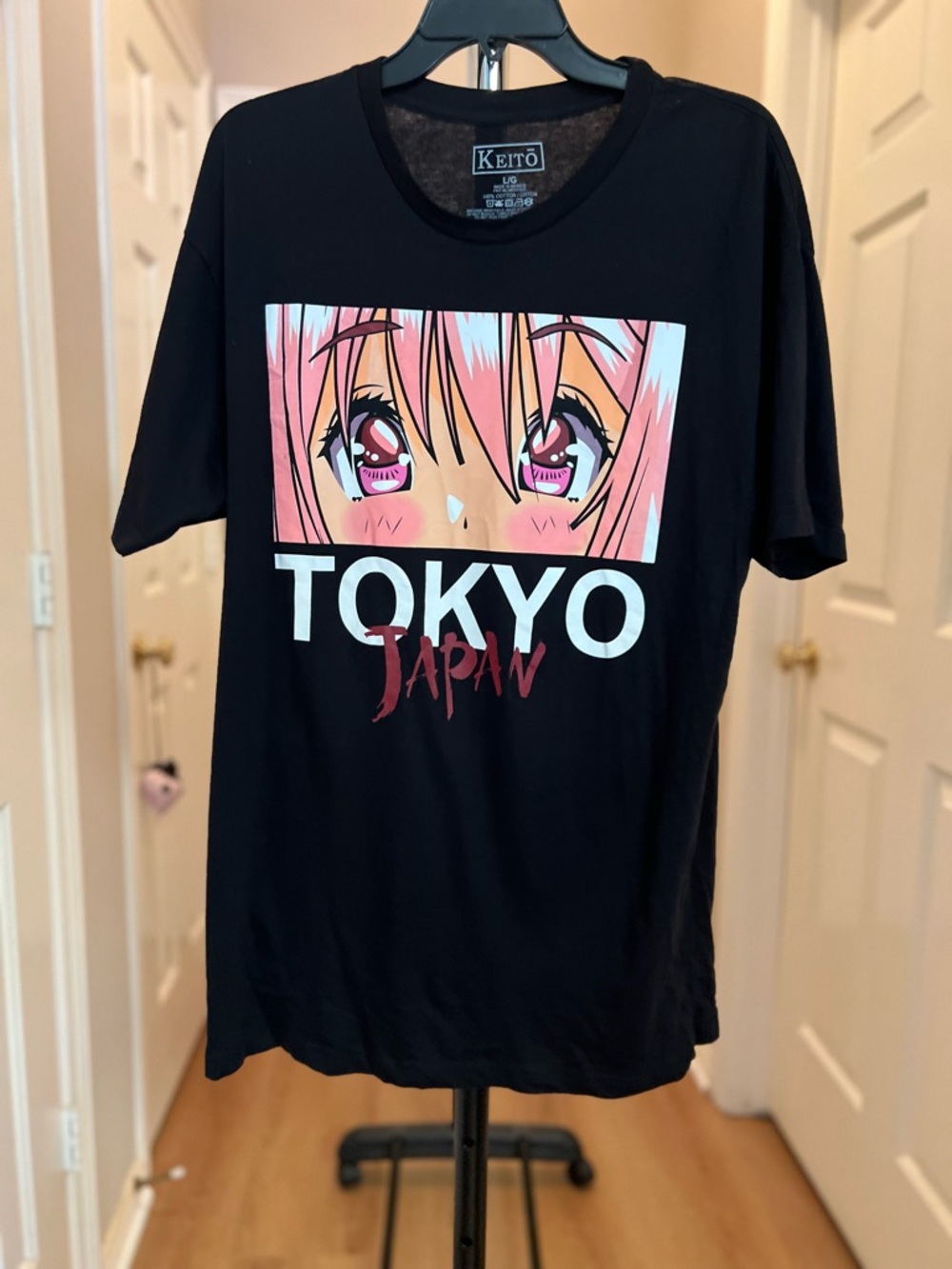 Tokyo Japan Anime Graphic Tee - Black with Pink Artwork